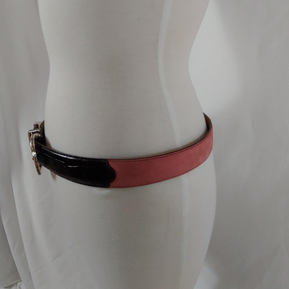 Brighton brown leather & pink suade belt sz L - Picture 3 of 5